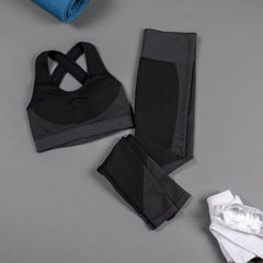 Textured Leggings and Sports Bra Activewear Set for Fitness