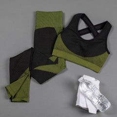 Textured Leggings and Sports Bra Activewear Set for Fitness
