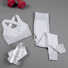 Textured Leggings and Sports Bra Activewear Set for Fitness