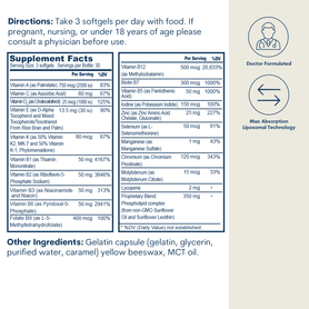 Liposomal Active B-Complex Multivitamin with Minerals Softgels – 90 Count