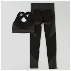 Textured Leggings and Sports Bra Activewear Set for Fitness
