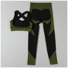 Textured Leggings and Sports Bra Activewear Set for Fitness