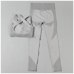 Textured Leggings and Sports Bra Activewear Set for Fitness