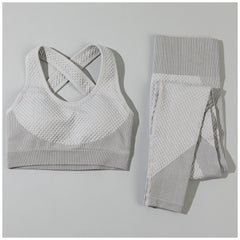 Textured Leggings and Sports Bra Activewear Set for Fitness