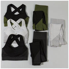 Textured Leggings and Sports Bra Activewear Set for Fitness