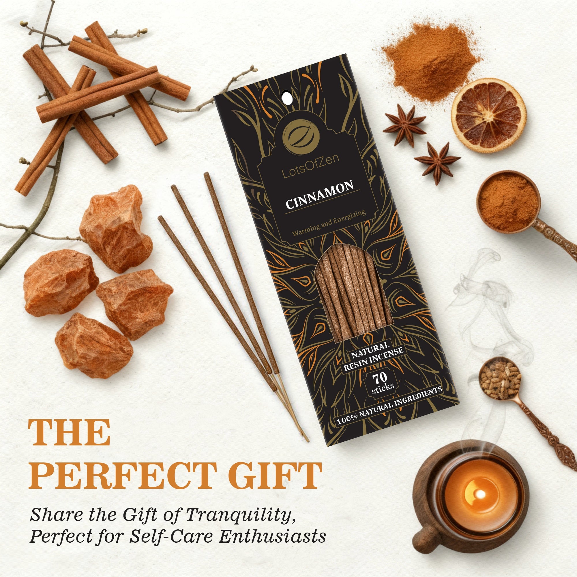 Cinnamon Incense Sticks – 70 Pack for Relaxation & Home Fragrance