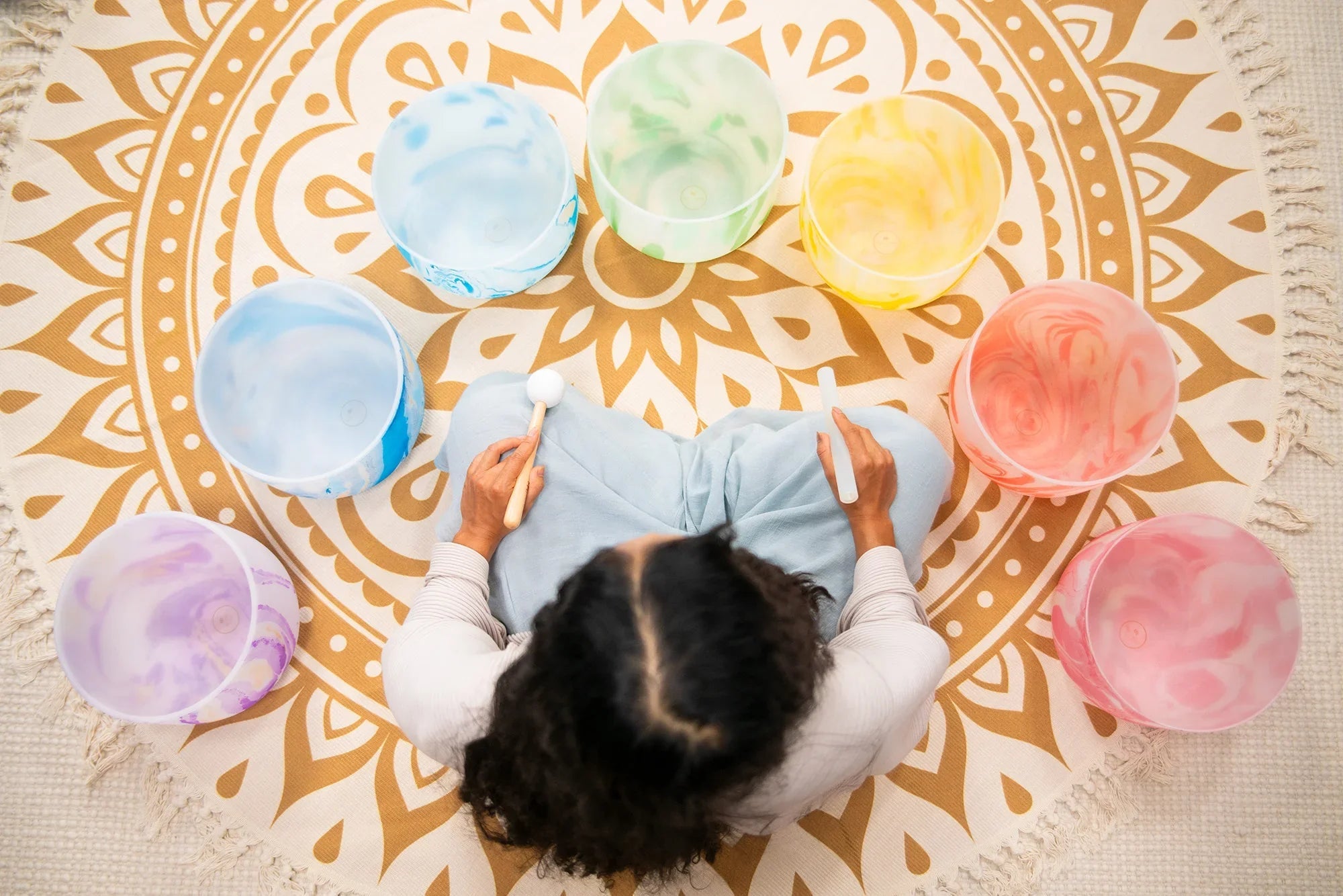 Marble Crystal Singing Bowl Chakra Set – 7-Piece Sound Healing Collection