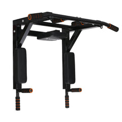 Wall-Mounted Fitness Station with Pull-Up Bar, Parallel Bars & Sandbag Rack