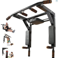 Wall-Mounted Fitness Station with Pull-Up Bar, Parallel Bars & Sandbag Rack
