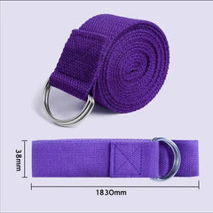 Adjustable Cotton Yoga Strap with D Ring Buckle Support