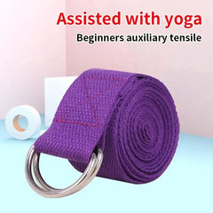 Adjustable Cotton Yoga Strap with D Ring Buckle Support