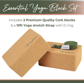 Sustainable Cork Yoga Blocks and Strap Set for Practice