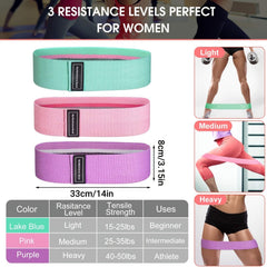 3 Piece Resistance Bands Set for Legs Glutes and Fitness