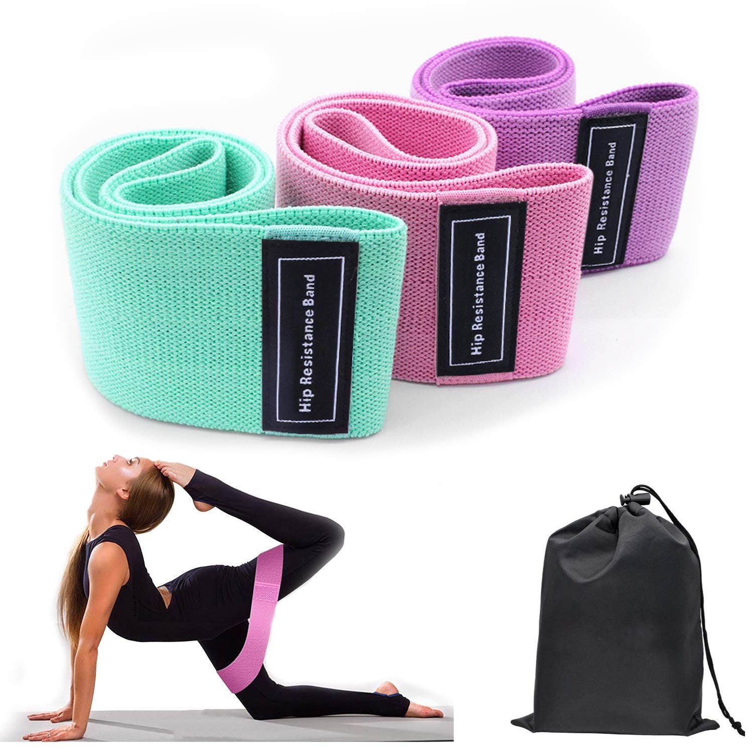 3 Piece Resistance Bands Set for Legs Glutes and Fitness